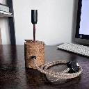 Turned Solid Oak Cylindrical Table Lamp 4.webp