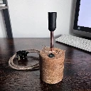 Turned Solid Oak Cylindrical Table Lamp 2.webp